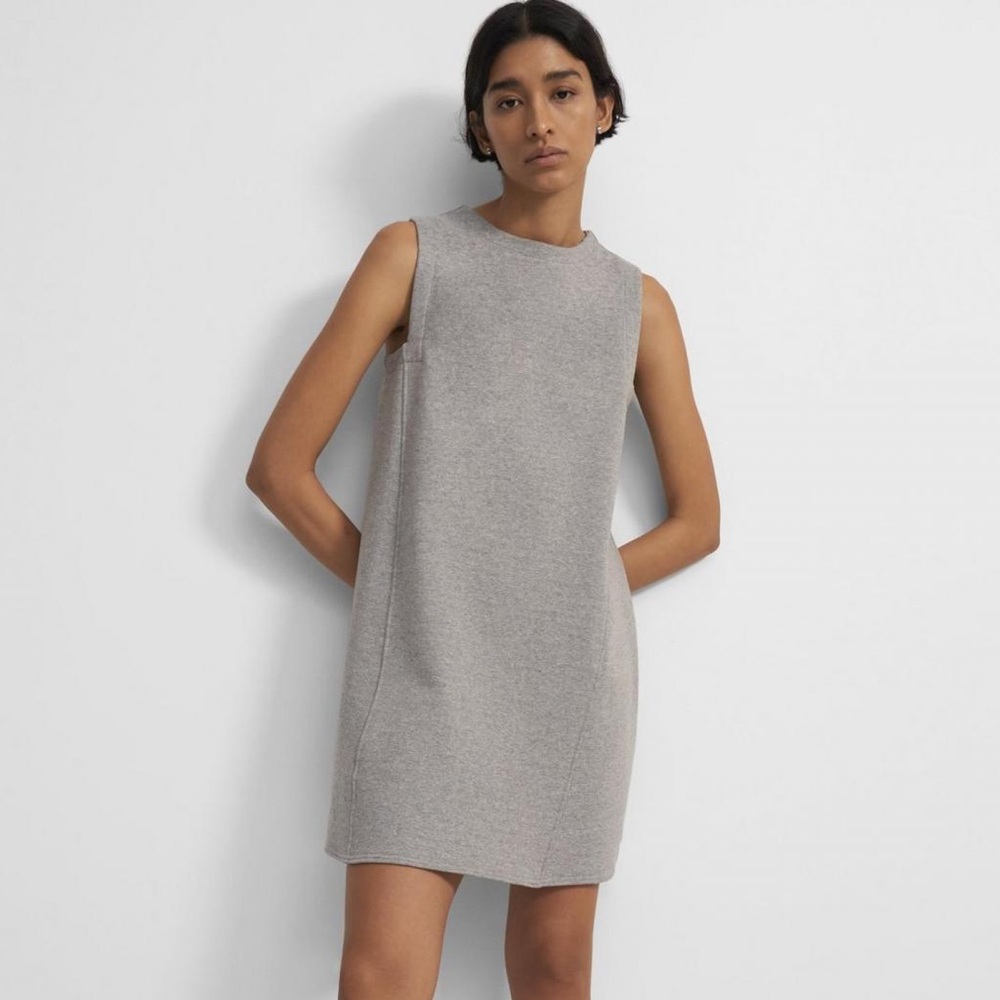 Theory Reversible Sleeveless Tent Dress in Cotton Terry Multi